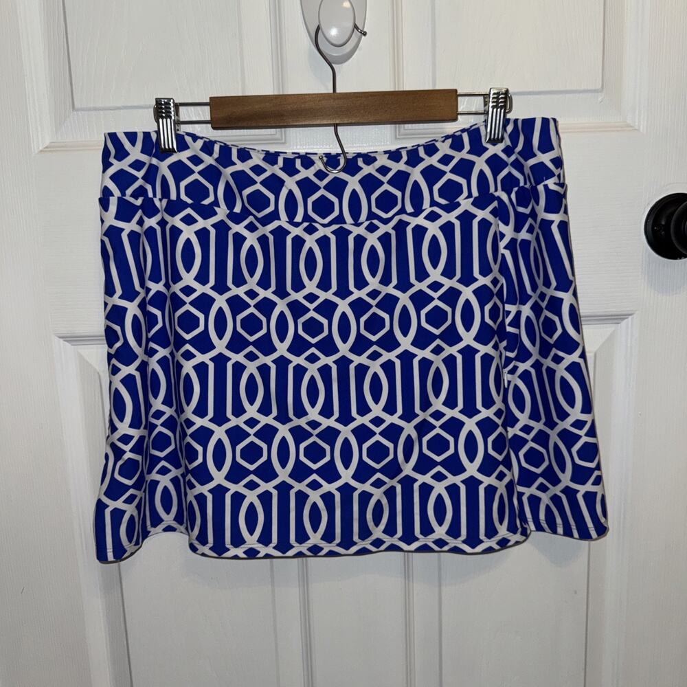 Jude Connally Geometric Print Skort Sporty Golf Pickleball Comfort Preppy Sz XL